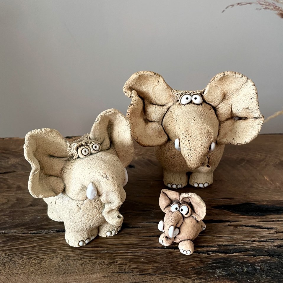 Artistic Ceramic Elephant Figurine – One of a Kind Sculpture - Image 9