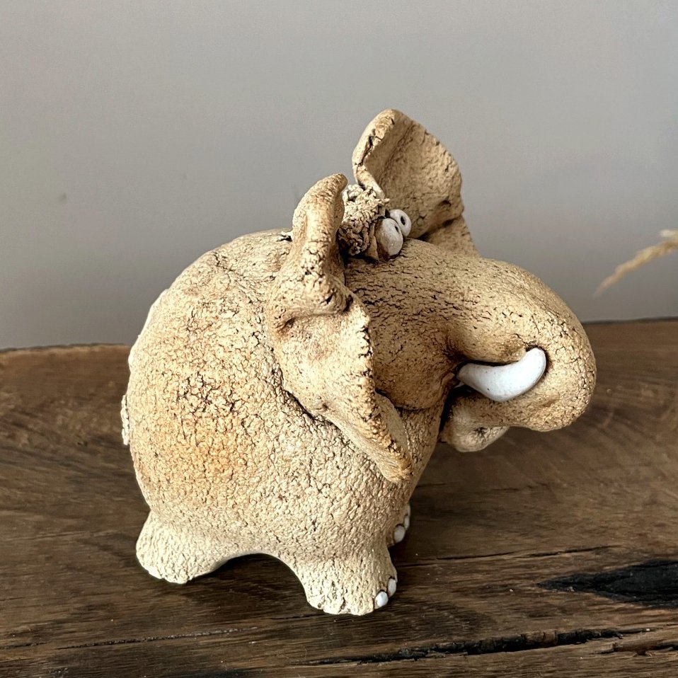 Artistic Ceramic Elephant Figurine – One of a Kind Sculpture - Image 7