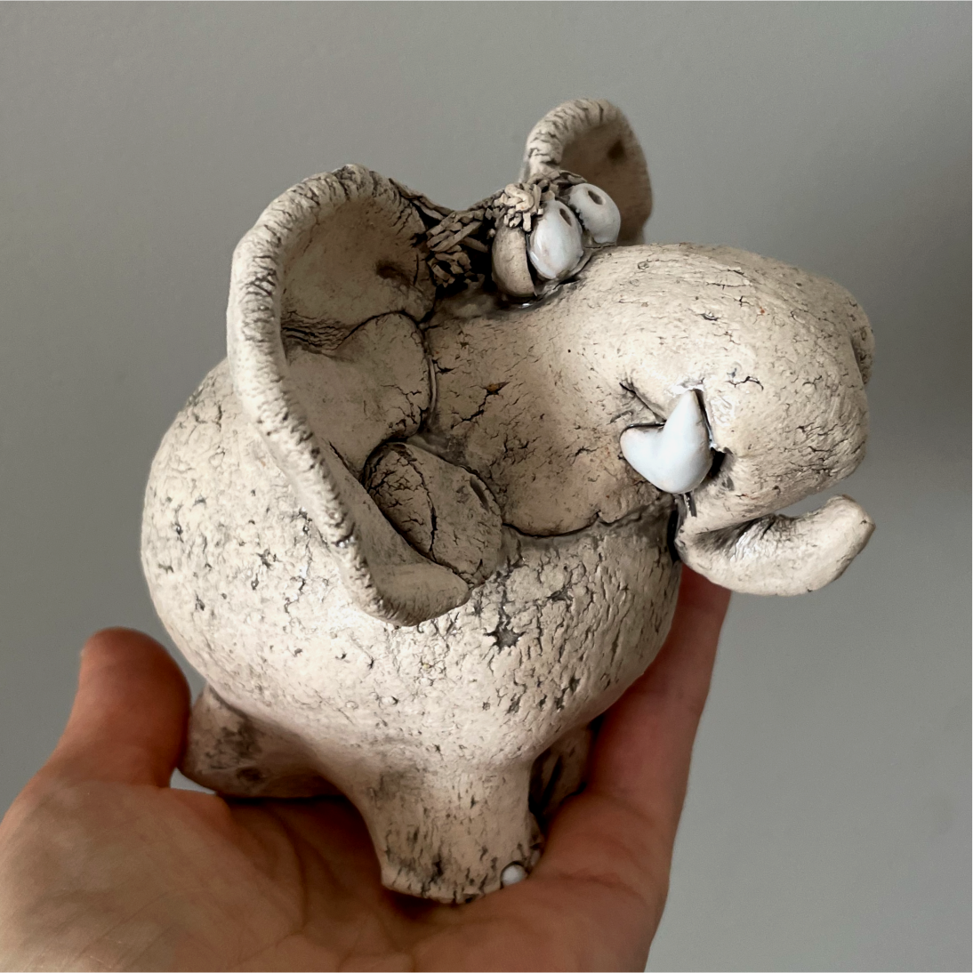 handmade pottery elephant art decor