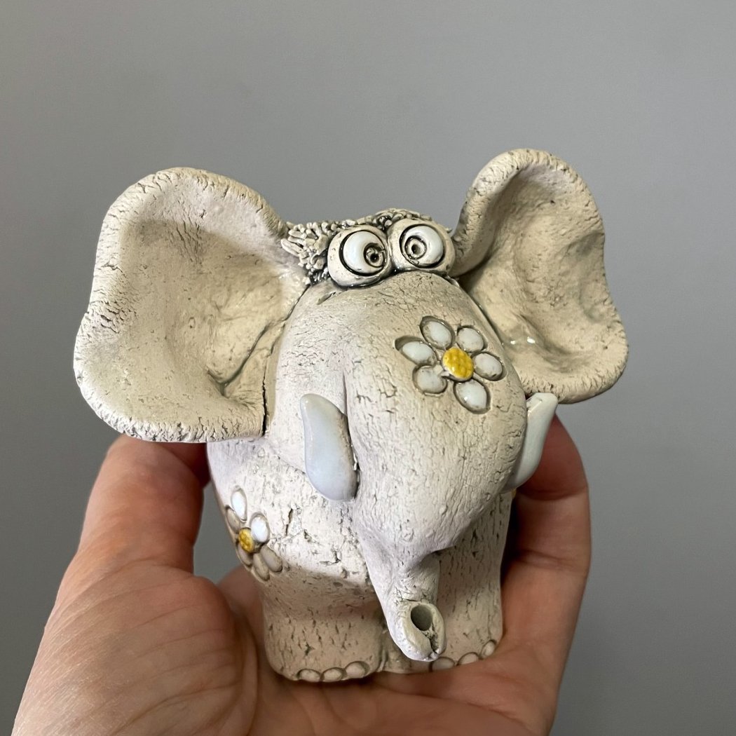 one of a kind ceramic elephant sculpture