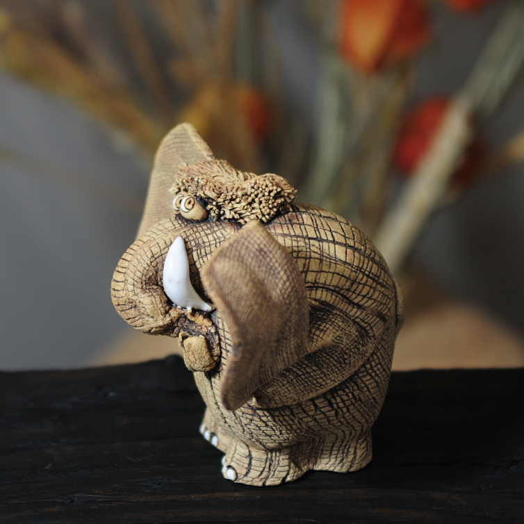 Adorable Ceramic Elephant Sculpture – Handmade Pottery Art - Image 2