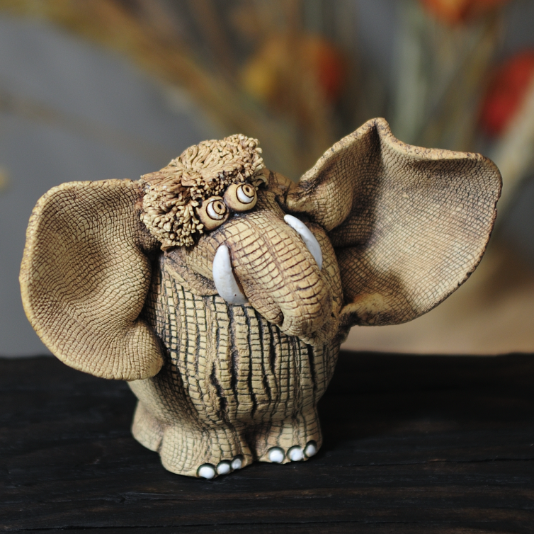 Adorable Ceramic Elephant Sculpture – Handmade Pottery Art - Image 4