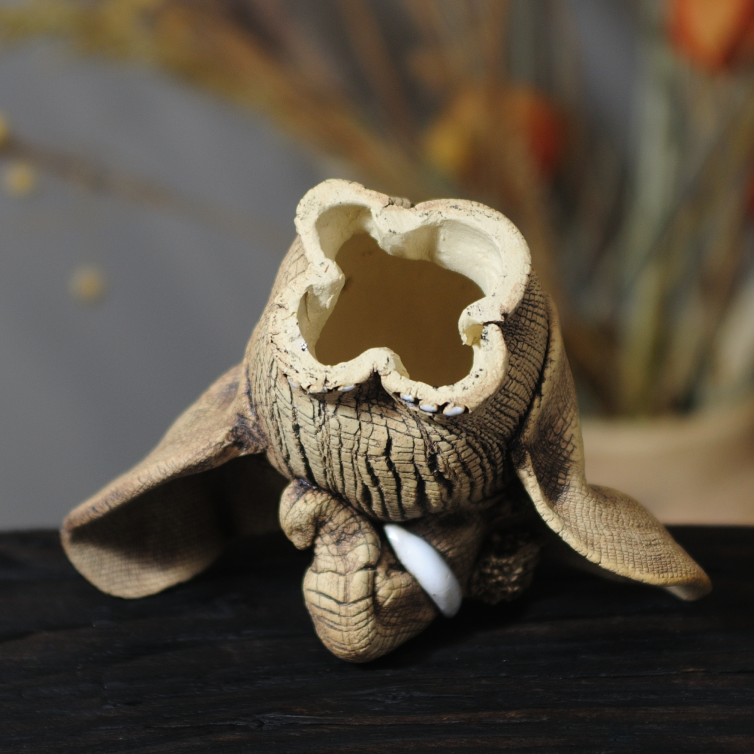 Adorable Ceramic Elephant Sculpture – Handmade Pottery Art - Image 5