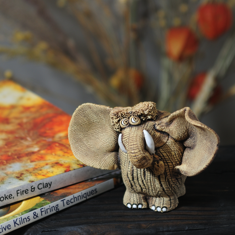 handmade pottery elephant art sculpture