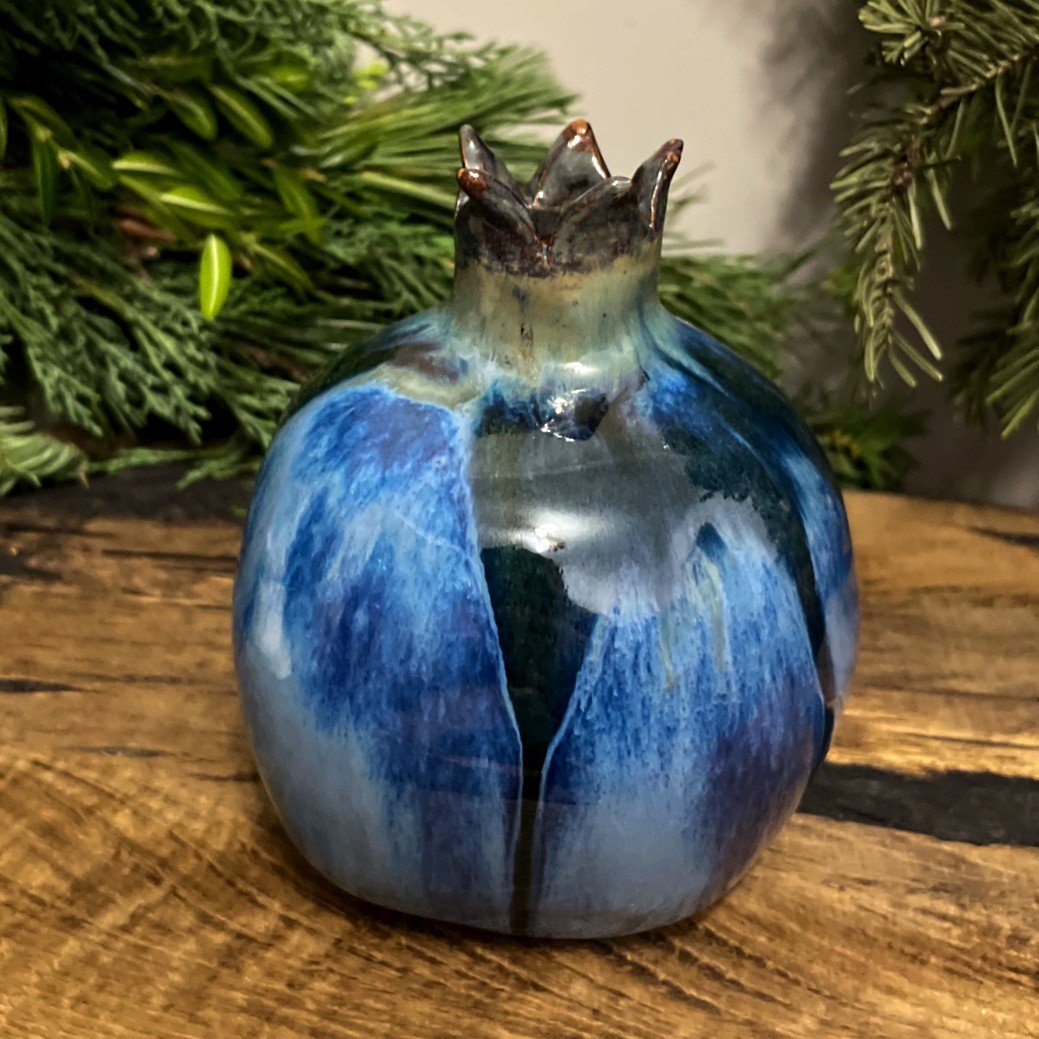 Blue Ceramic Pomegranate Vase - Image 5