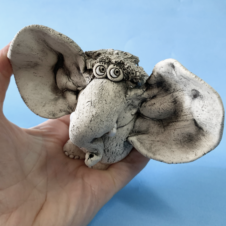 one of a kind ceramic animal sculpture elephant