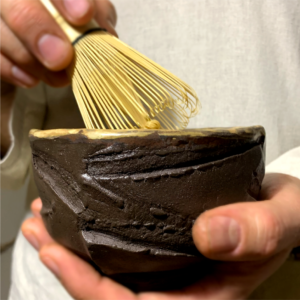 handmade matcha chawan kurinuki ceramic bowl balance