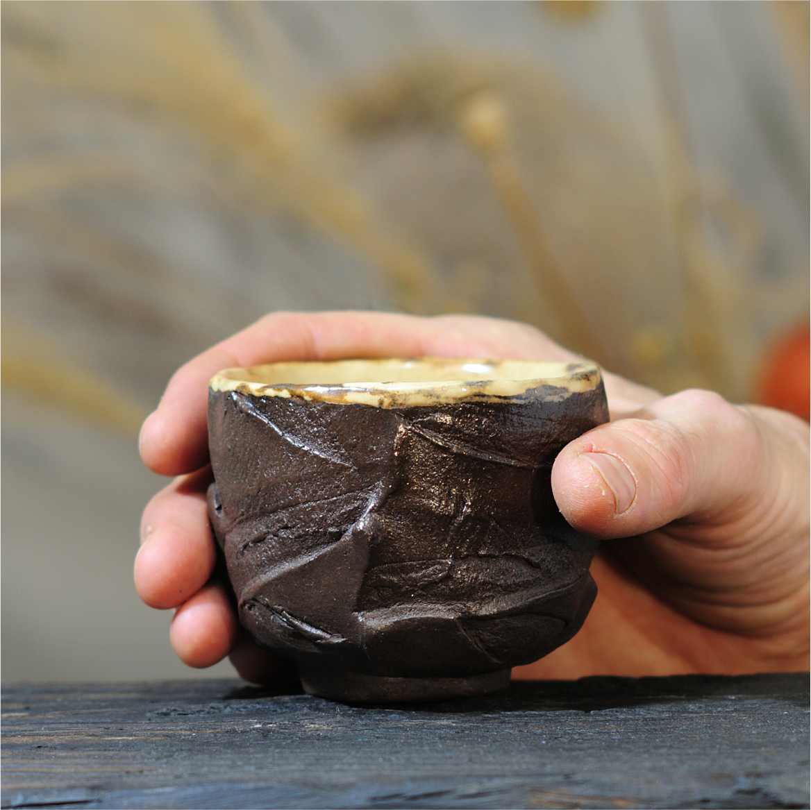 One of a kind ceramic yunomi cup for coffee and tea