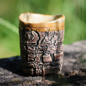 Handmade ceramic yunomi cup Ember with textured surface, 160ml