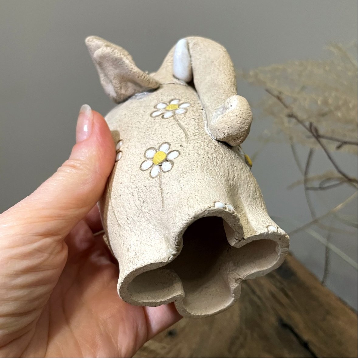 handmade ceramic elephant figurine bottom view