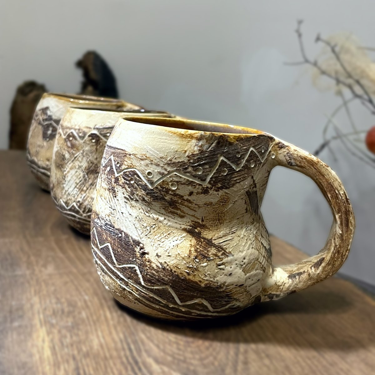 large handmade ceramic mug artistic design