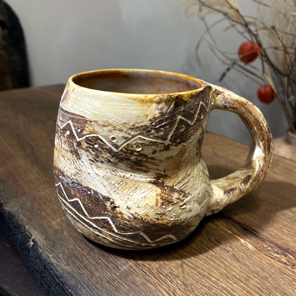 textured ceramic mug designer pottery