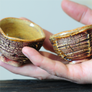 Handmade ceramic tea bowl Dune series, rustic surface, 50ml
