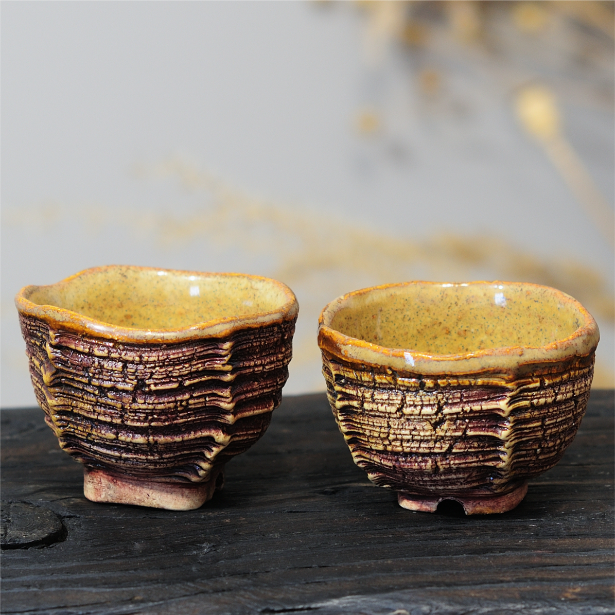 Small handmade stoneware tea bowl for tea rituals, 50ml