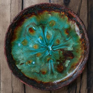 Large Handmade Ceramic Fruit Bowl – Effect Glaze – 27 cm