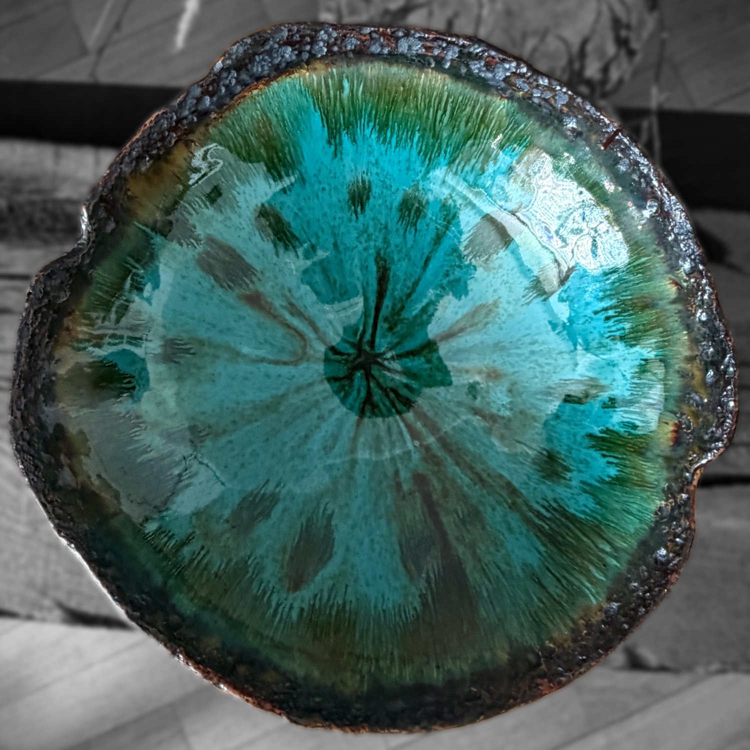 Large Handmade Ceramic Platter – Green Glaze – 27cm - Image 2