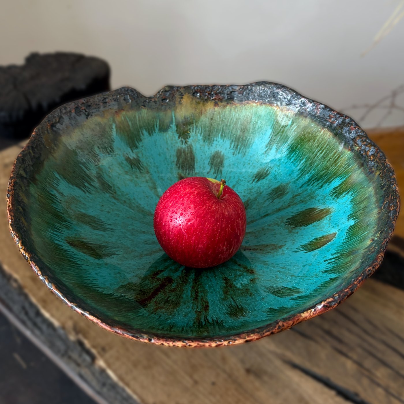 Large Handmade Ceramic Platter – Green Glaze – 27cm - Image 5