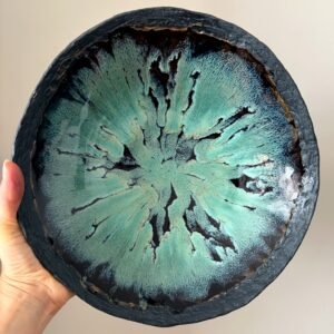 Large Handmade Ceramic Fruit Bowl – Effect Glaze – 27 cm