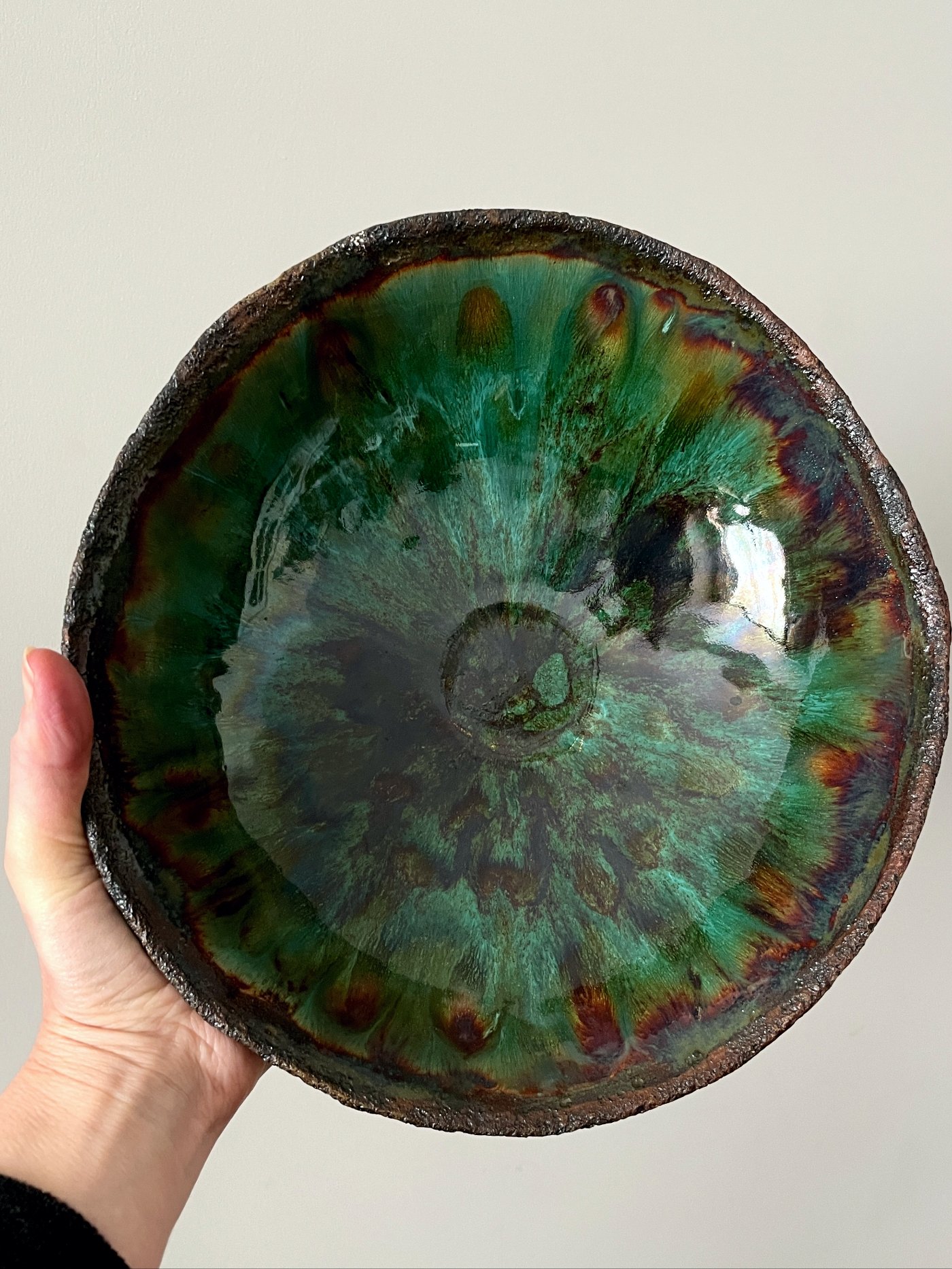 Large Handmade Ceramic Platter – Green Glaze – 27cm - Image 7