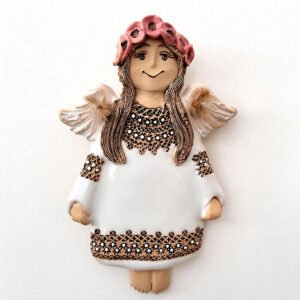 handmade ceramic angel wall decor close up