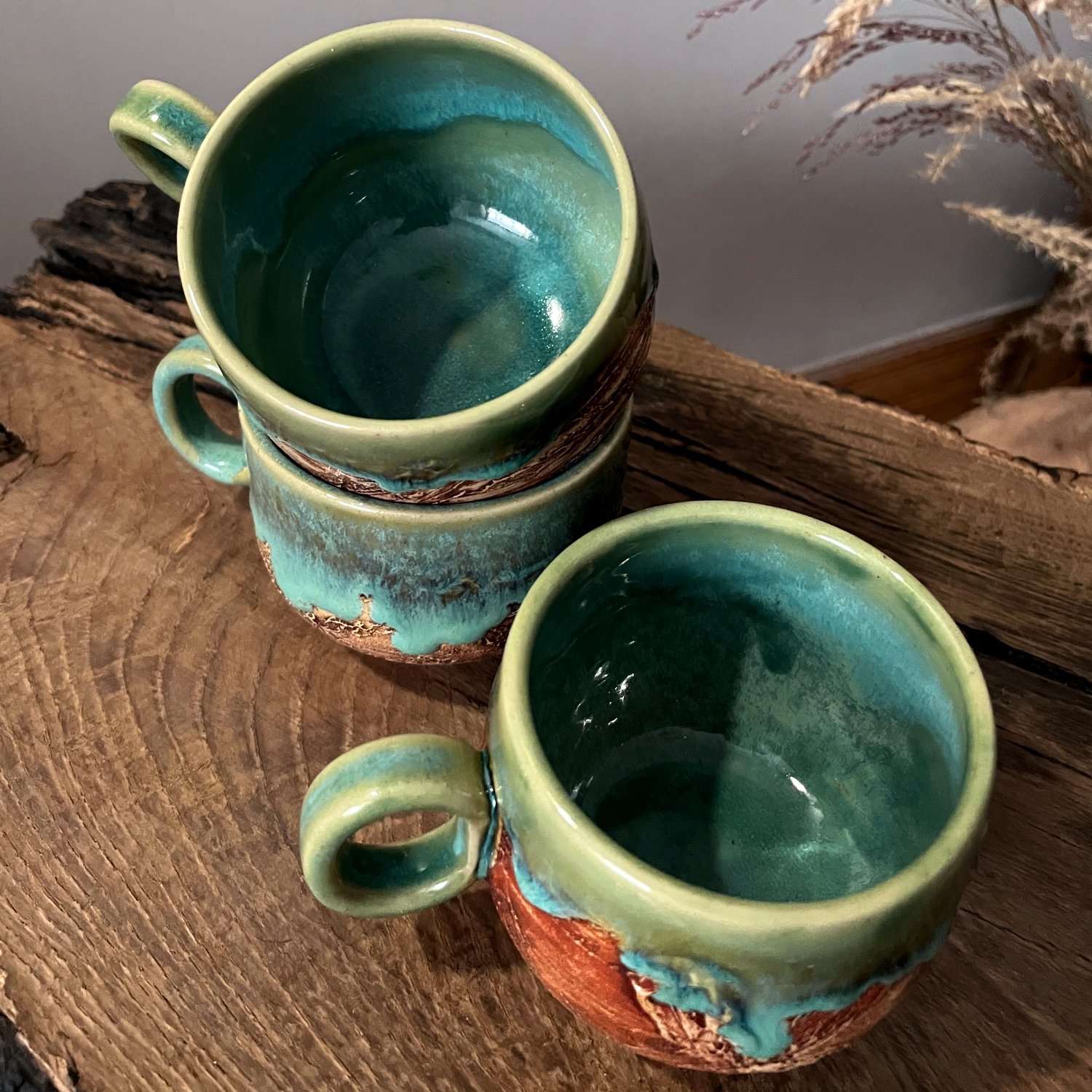 Handmade stoneware ceramic cup for coffee or tea