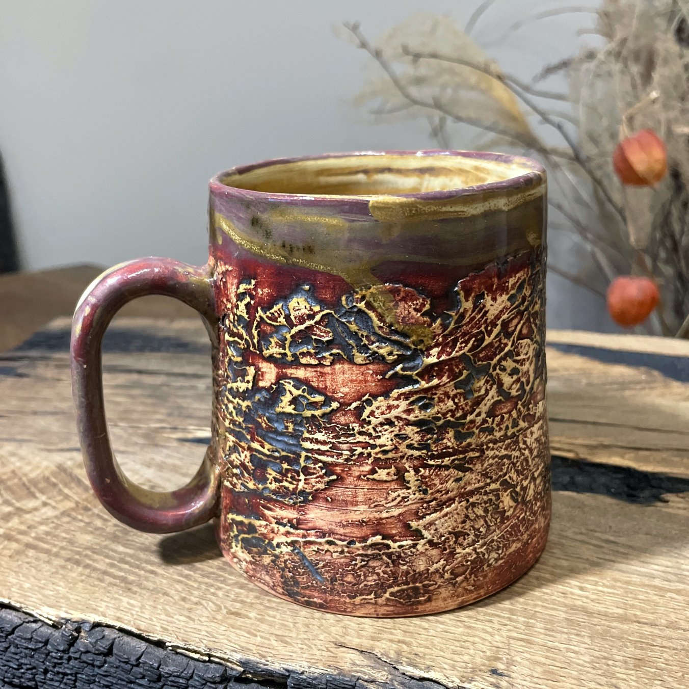 large ceramic mug 500 ml handmade textured pottery mug