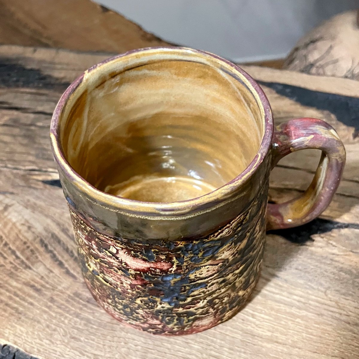 rustic ceramic mug textured surface detail