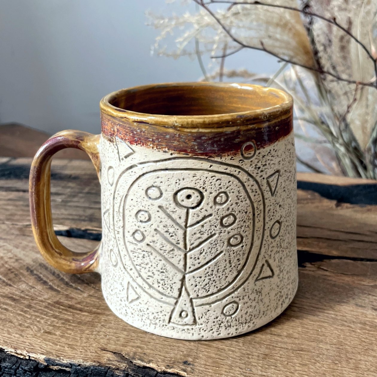 large stoneware mug textured ceramic mug