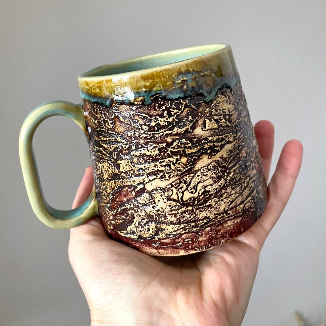 Large ceramic mug with handle handmade pottery by Tyrson Ceramics