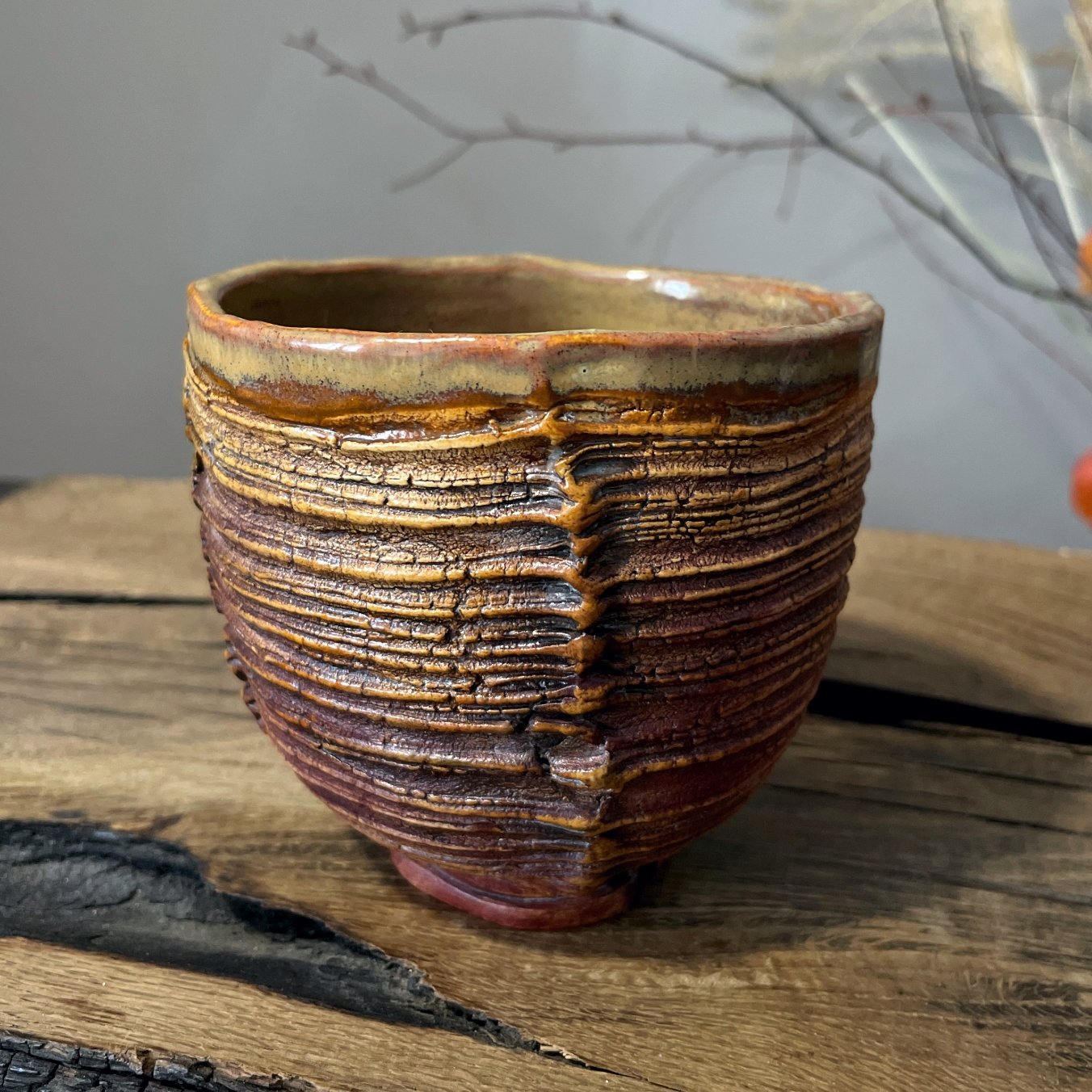 Handmade Ceramic Yunomi - Textured Stoneware Cup – DUNE – 350 ml - Image 3